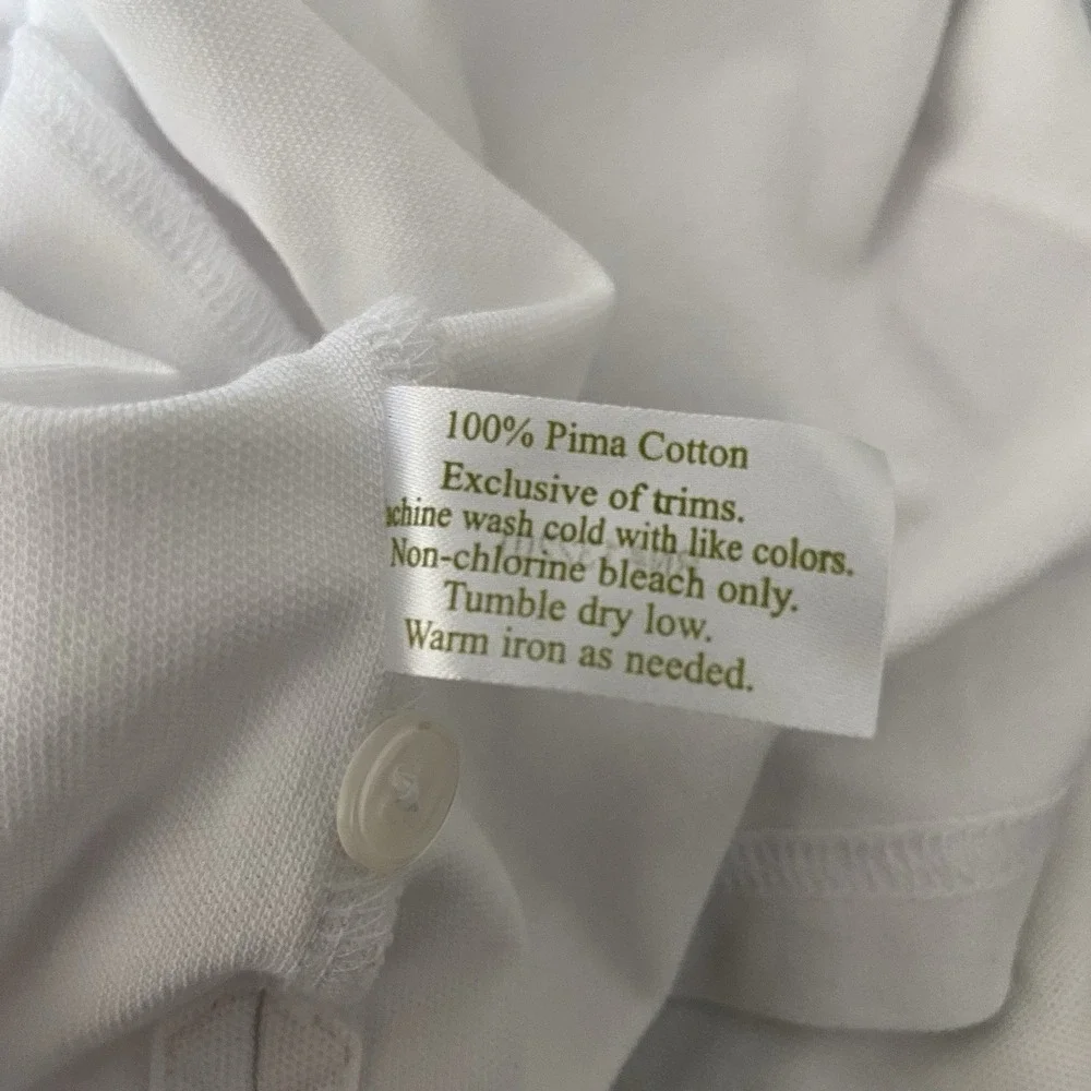 Criquet Shirt Mens XL Polo White Short Sleeve 100% Pima Cotton Chest Pocket Peru